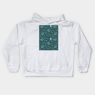 Pattern with cats, falling leaves and handwritten lettering Kids Hoodie